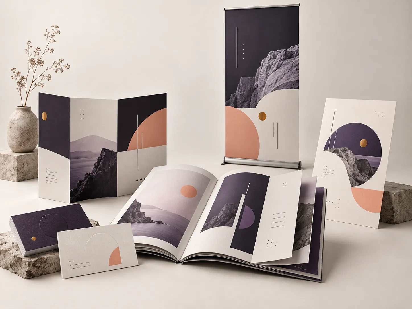 Brochure, catalogue and business card print design